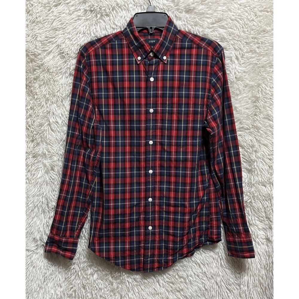 J. Crew Button Down Shirt‎ Men's Size XS Red Tartan Long Sleeve Academia Preppy
